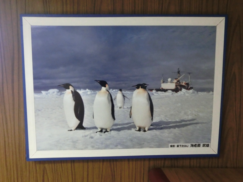 名古屋海洋博物館・南極観測船ふじの「写真パネル（ふじとペンギン）」